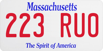 MA license plate 223RU0