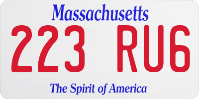 MA license plate 223RU6