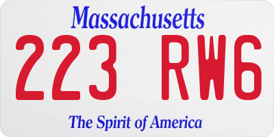 MA license plate 223RW6