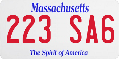 MA license plate 223SA6
