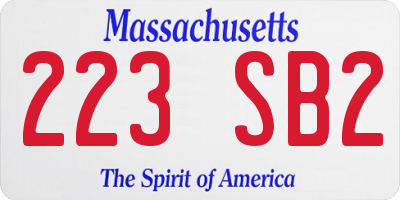 MA license plate 223SB2