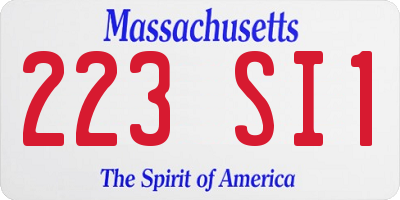 MA license plate 223SI1