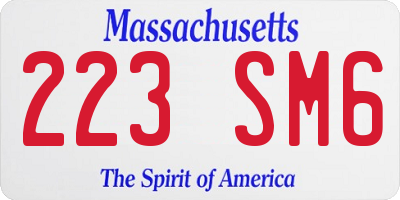 MA license plate 223SM6