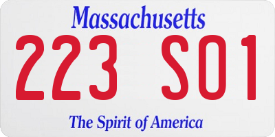 MA license plate 223SO1