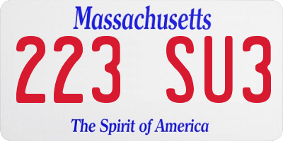 MA license plate 223SU3