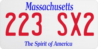 MA license plate 223SX2