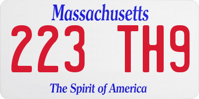 MA license plate 223TH9