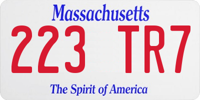 MA license plate 223TR7