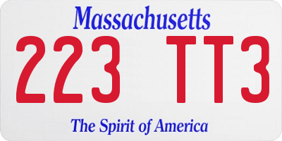 MA license plate 223TT3