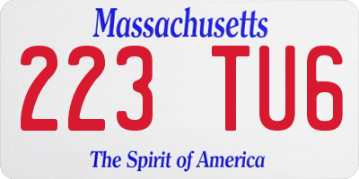 MA license plate 223TU6