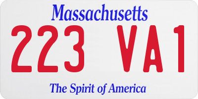 MA license plate 223VA1