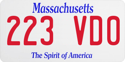 MA license plate 223VD0