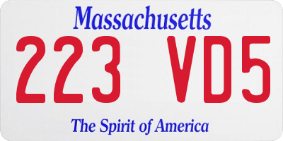 MA license plate 223VD5