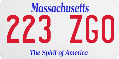 MA license plate 223ZG0