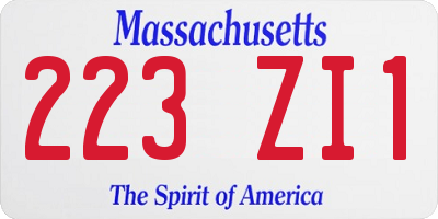 MA license plate 223ZI1