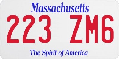 MA license plate 223ZM6