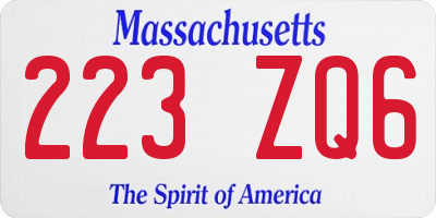 MA license plate 223ZQ6