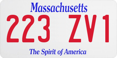 MA license plate 223ZV1