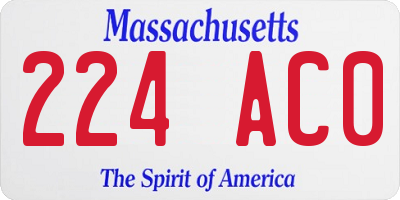 MA license plate 224AC0