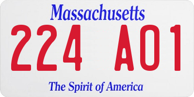 MA license plate 224AO1