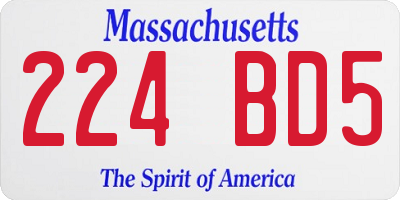 MA license plate 224BD5