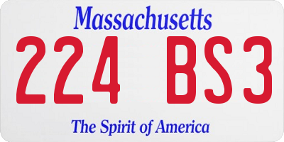 MA license plate 224BS3
