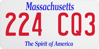 MA license plate 224CQ3