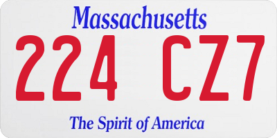 MA license plate 224CZ7