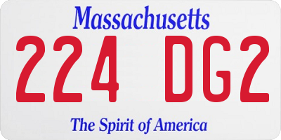 MA license plate 224DG2
