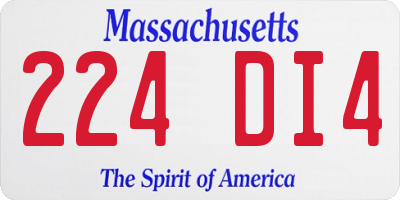 MA license plate 224DI4