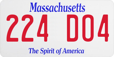 MA license plate 224DO4