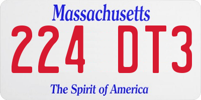 MA license plate 224DT3