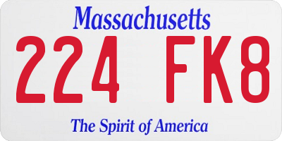 MA license plate 224FK8