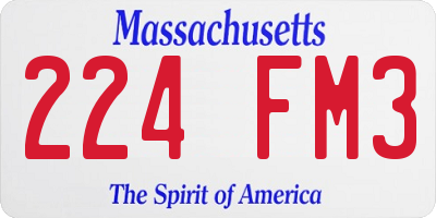 MA license plate 224FM3