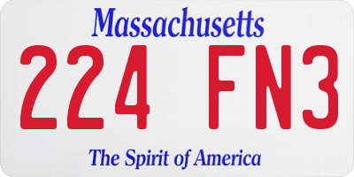 MA license plate 224FN3
