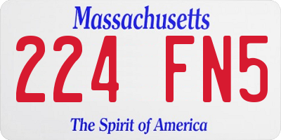 MA license plate 224FN5