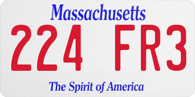 MA license plate 224FR3