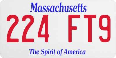 MA license plate 224FT9