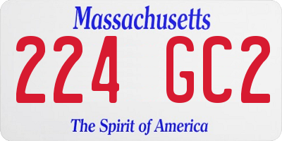 MA license plate 224GC2