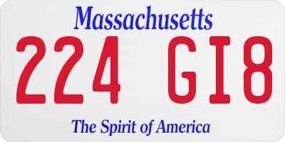 MA license plate 224GI8