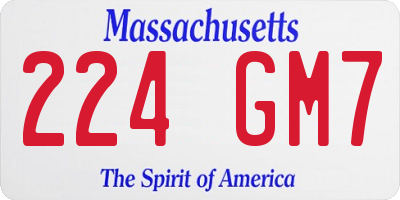 MA license plate 224GM7