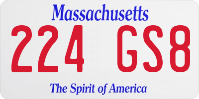 MA license plate 224GS8
