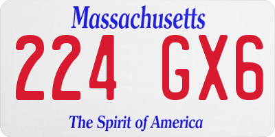 MA license plate 224GX6