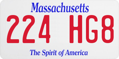 MA license plate 224HG8