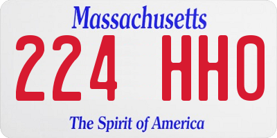 MA license plate 224HH0