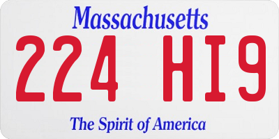 MA license plate 224HI9