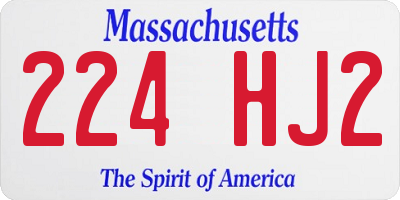 MA license plate 224HJ2