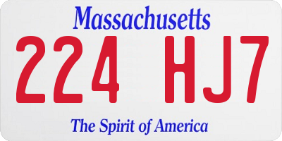MA license plate 224HJ7