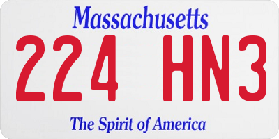 MA license plate 224HN3