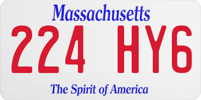 MA license plate 224HY6